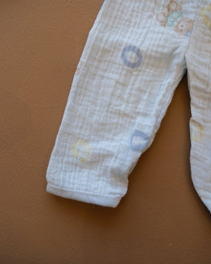 Pale blue baby clothing set with bear and letter prints