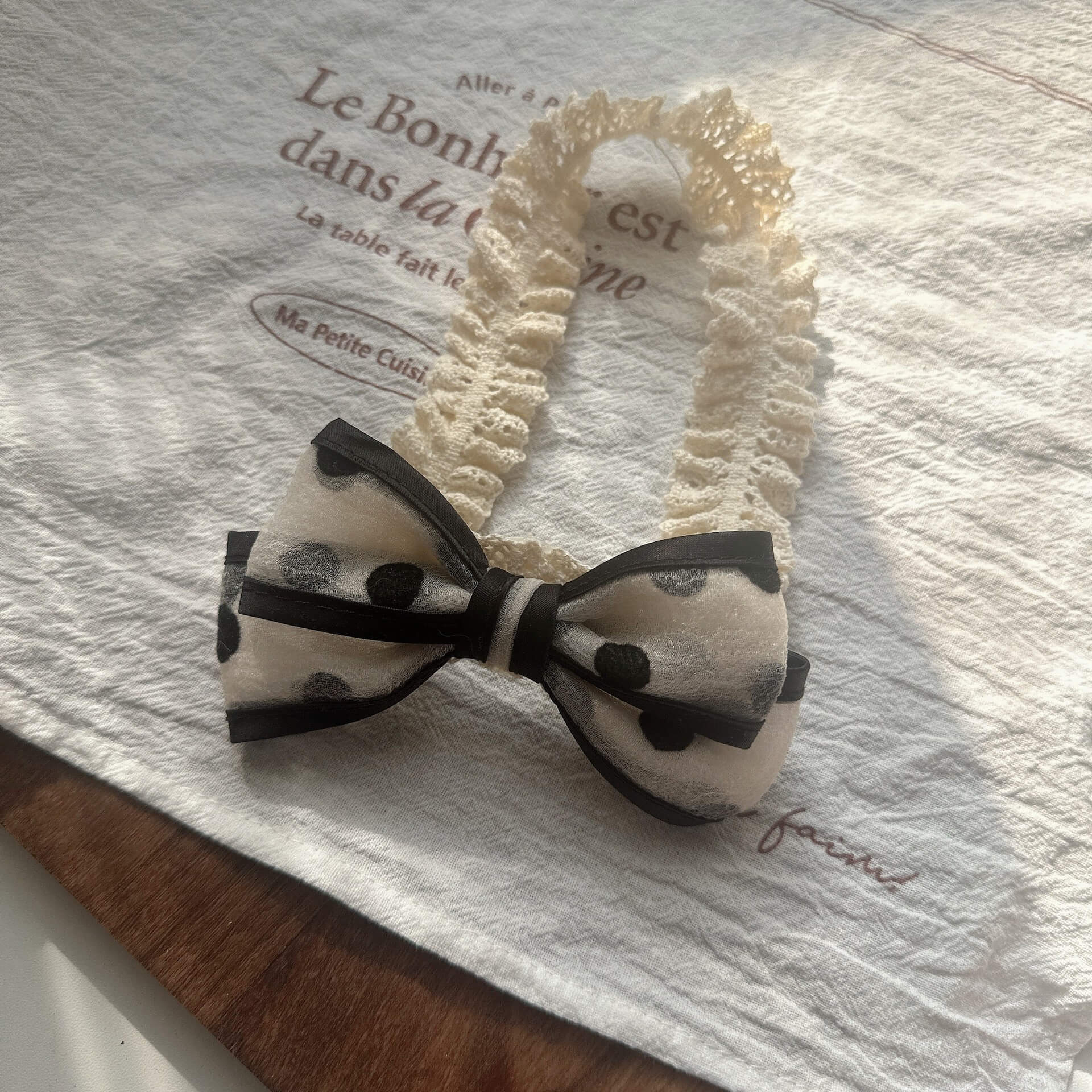 Baby Girl Floral Embroidered Lace Wide Bow Headband