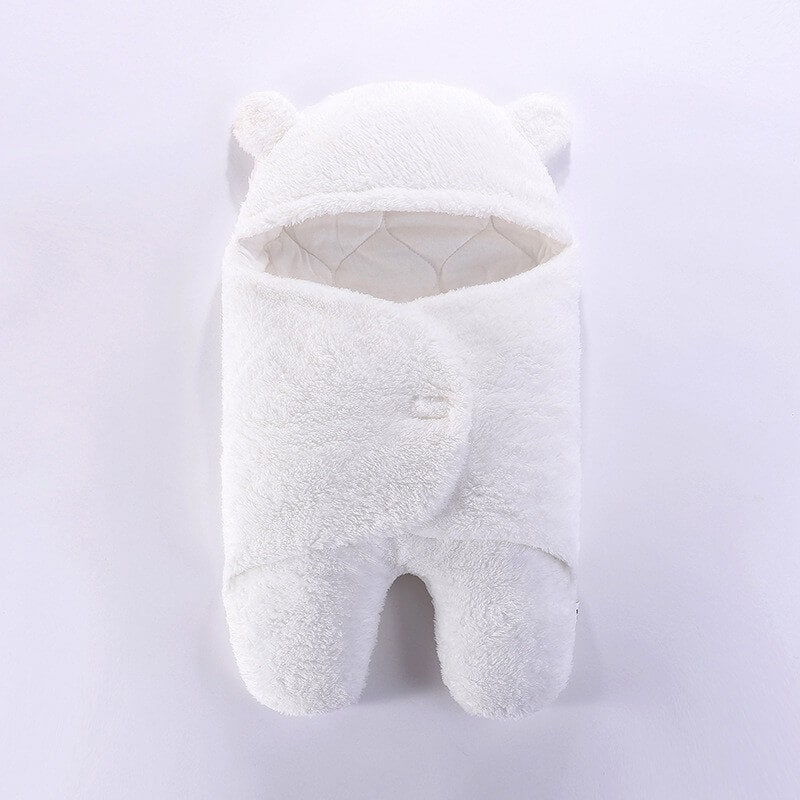Newborn Baby Plush Hooded Swaddle Wrap Sleeping Bag