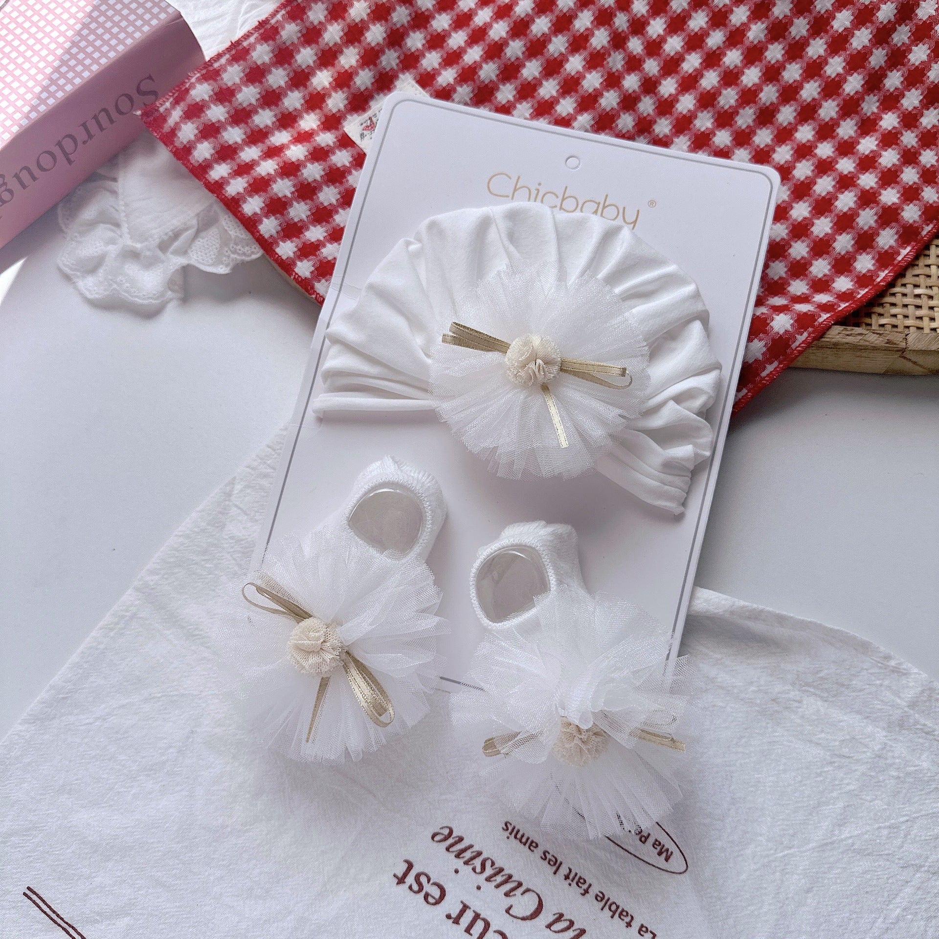 Snow Bow Headband & Booties Set 0-1 Year