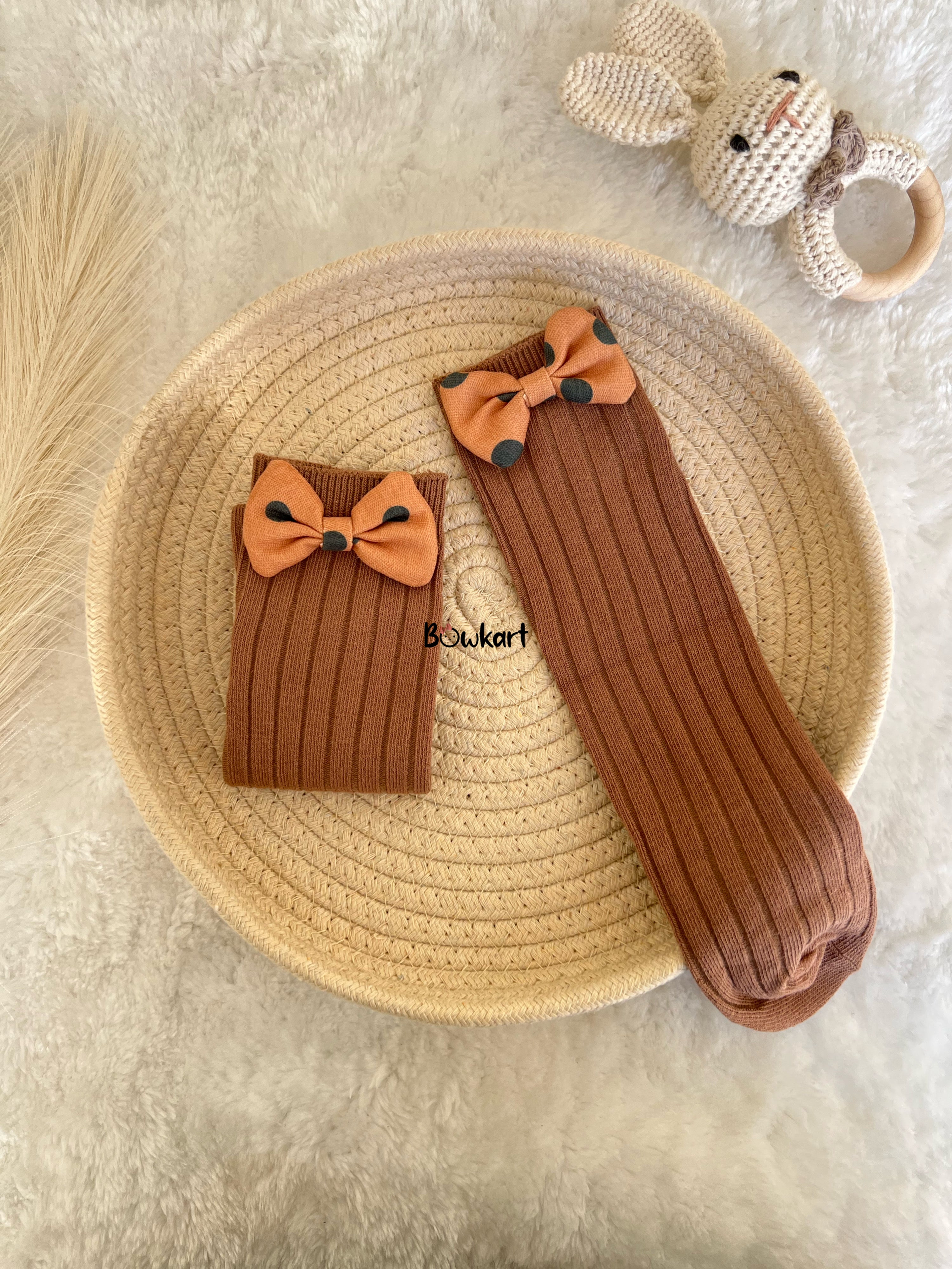 Polka Dot Bow Long Baby Girl Socks 1-2 Years