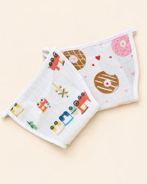 Printed muslin baby langot with tie fastening