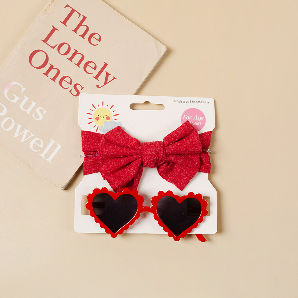 Bow & Heart Sunglasses Baby Headband Set
