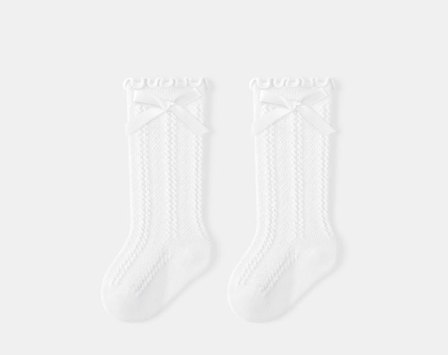Ribbed Bow Baby Knee-High Socks 0-1 Year