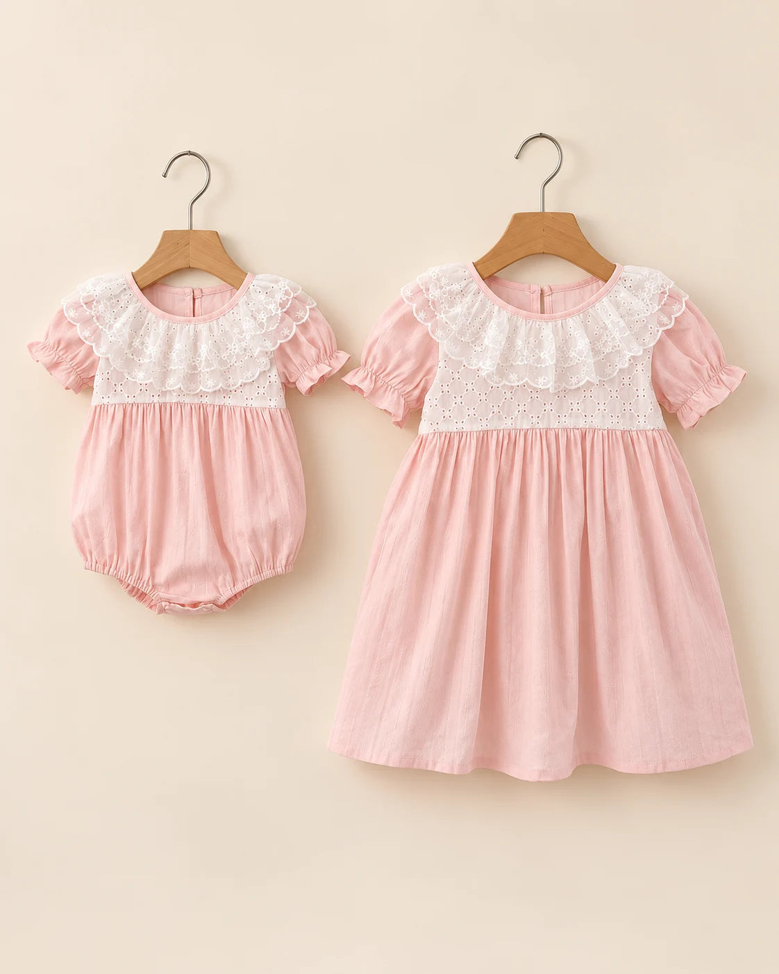 Sweet Pink Lace Sister Matching Dress 1 Pcs