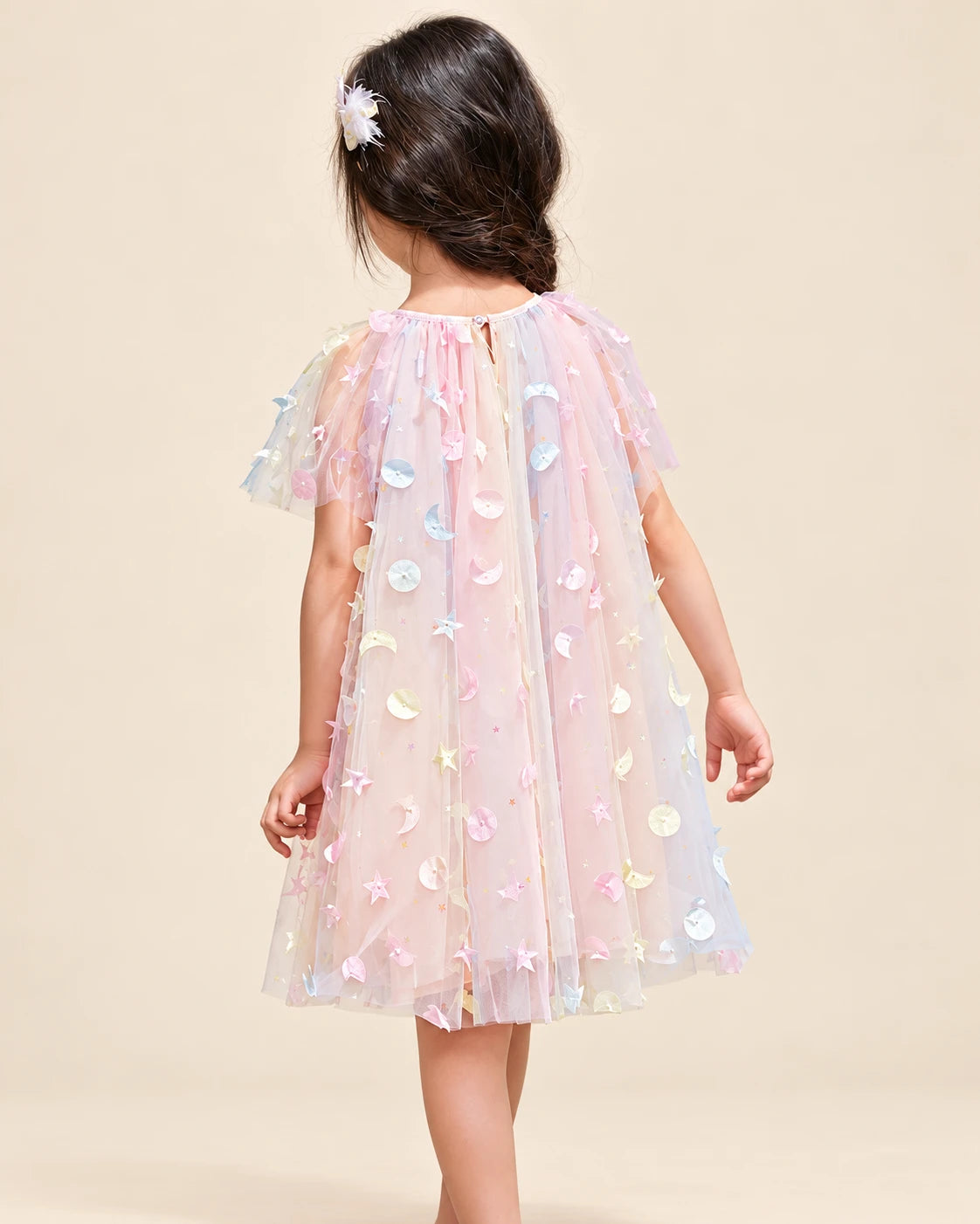 Girls Pink Mesh Party Dress