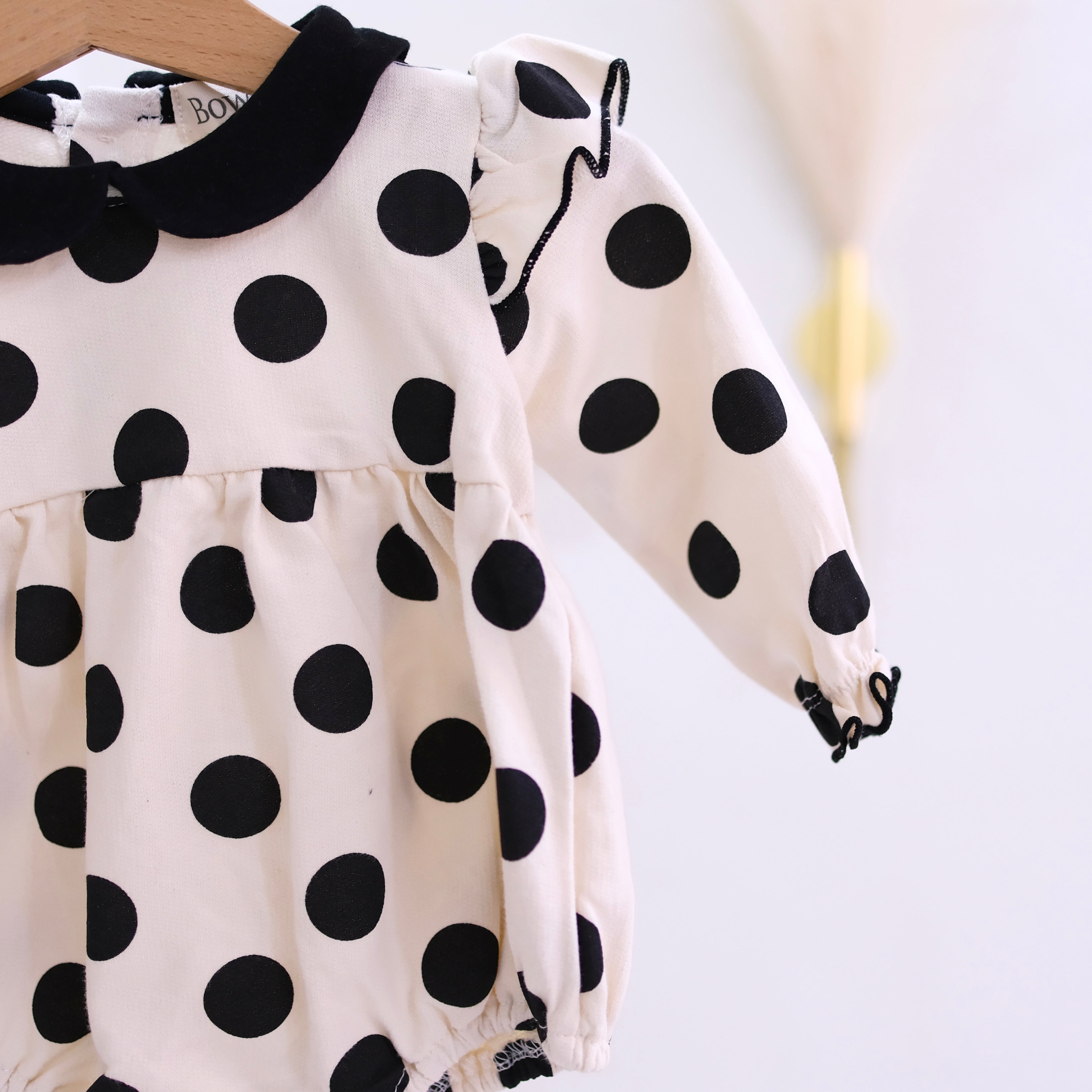 Black Polka Dot Romper with Hat