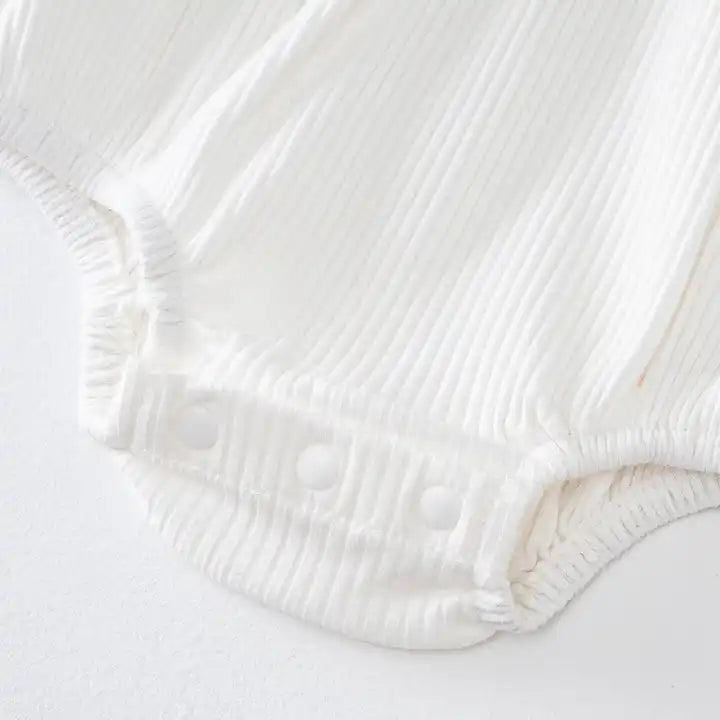 Plain Color Ribbed Long Sleeve Baby Rompers