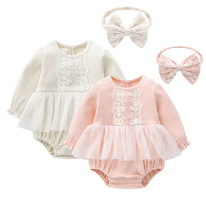 Long Sleeve Baby Romper with Free Headband 3-9 Months