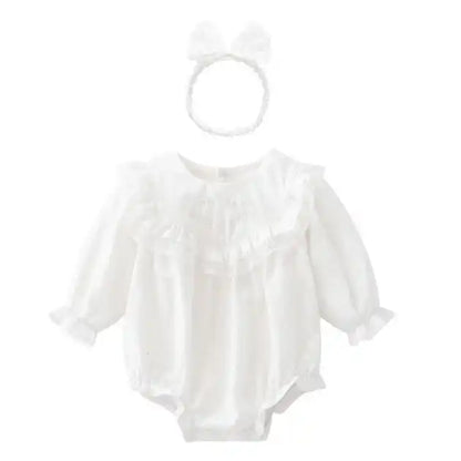 Baby Clothes Long-Sleeved Princess Romper White 0-9 Months