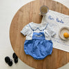 Bubble Sleeve Baby Romper - Blue