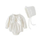 Plain Color Ribbed Long Sleeve Baby Rompers 0-9 Months