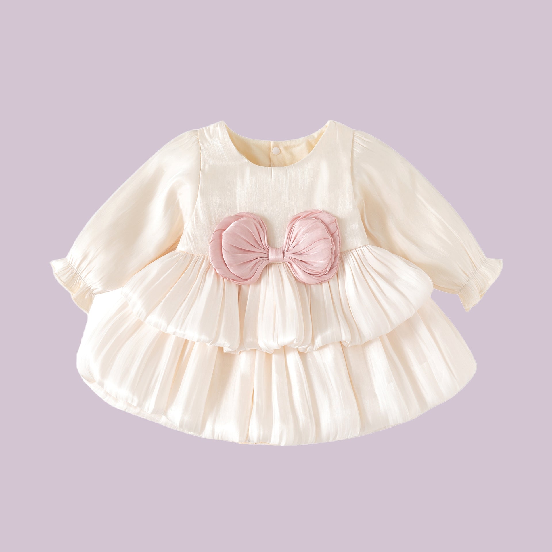 Blush Bow Layered Baby Party Dress