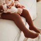 Solid Color Viscose Fabric Baby Girl Stockings - Brown (0-6M)