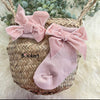 Velvet Bow Decor Baby Socks - Pink