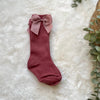 Minimal Bow Decor Baby Socks - Dark Pink