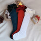 Velvet Bow Decor Free Size Socks 1-2Y