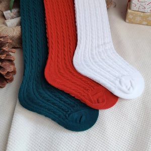Velvet Bow Decor Free Size Socks 1-2Y