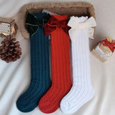 Velvet Bow Decor Free Size Socks 1-6 year