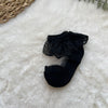 Scallop Trim Decor Socks - Black