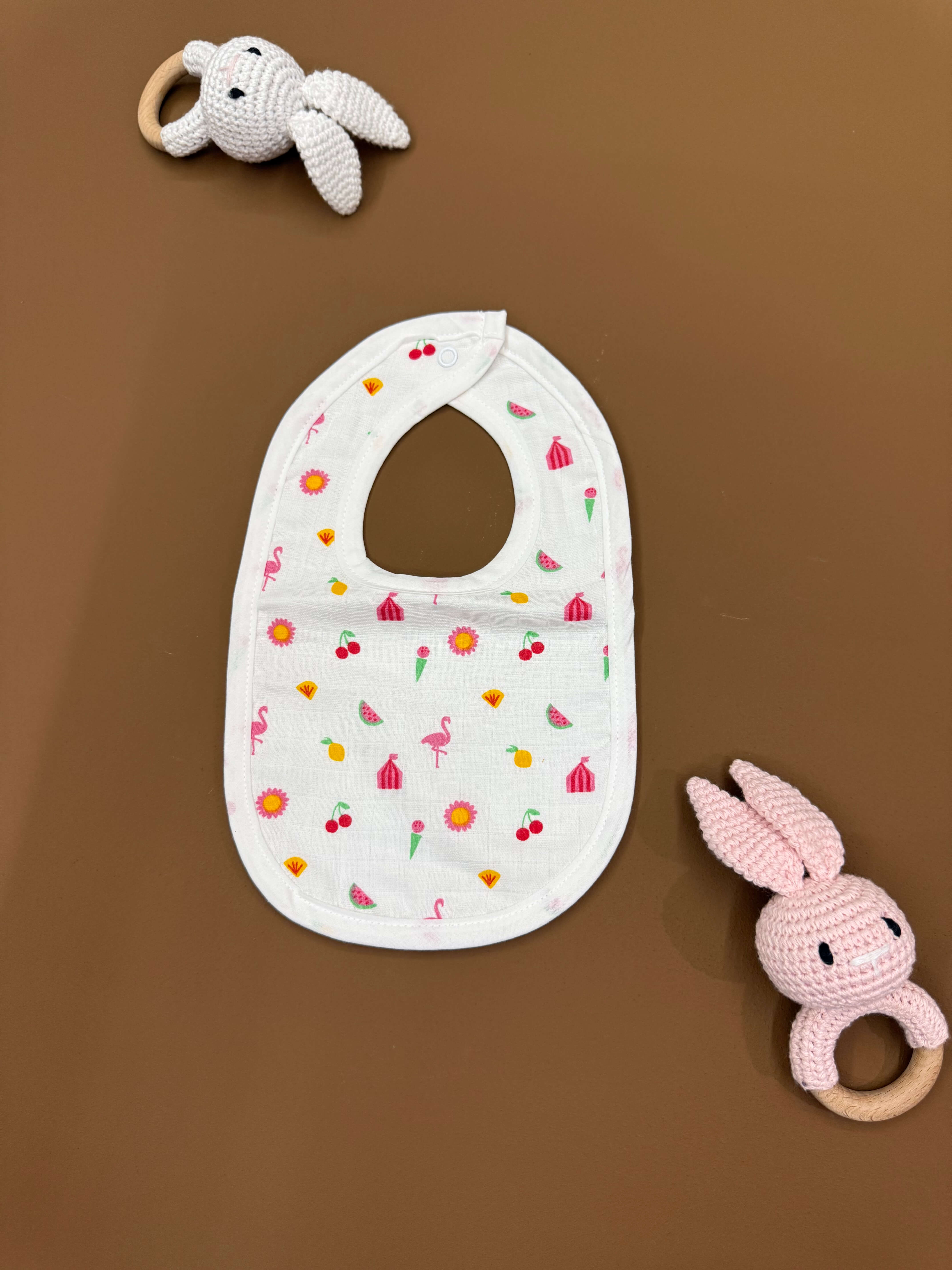 Muslin Baby Bib Button Assorted 1 Pcs