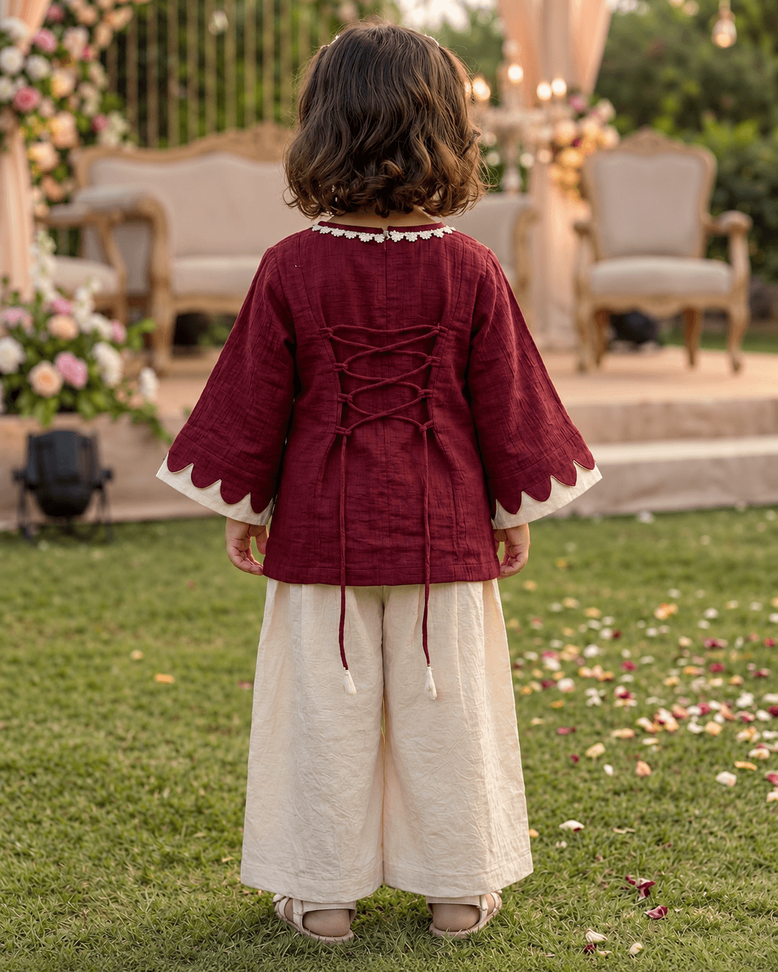 Floral Trim Top Pant Set