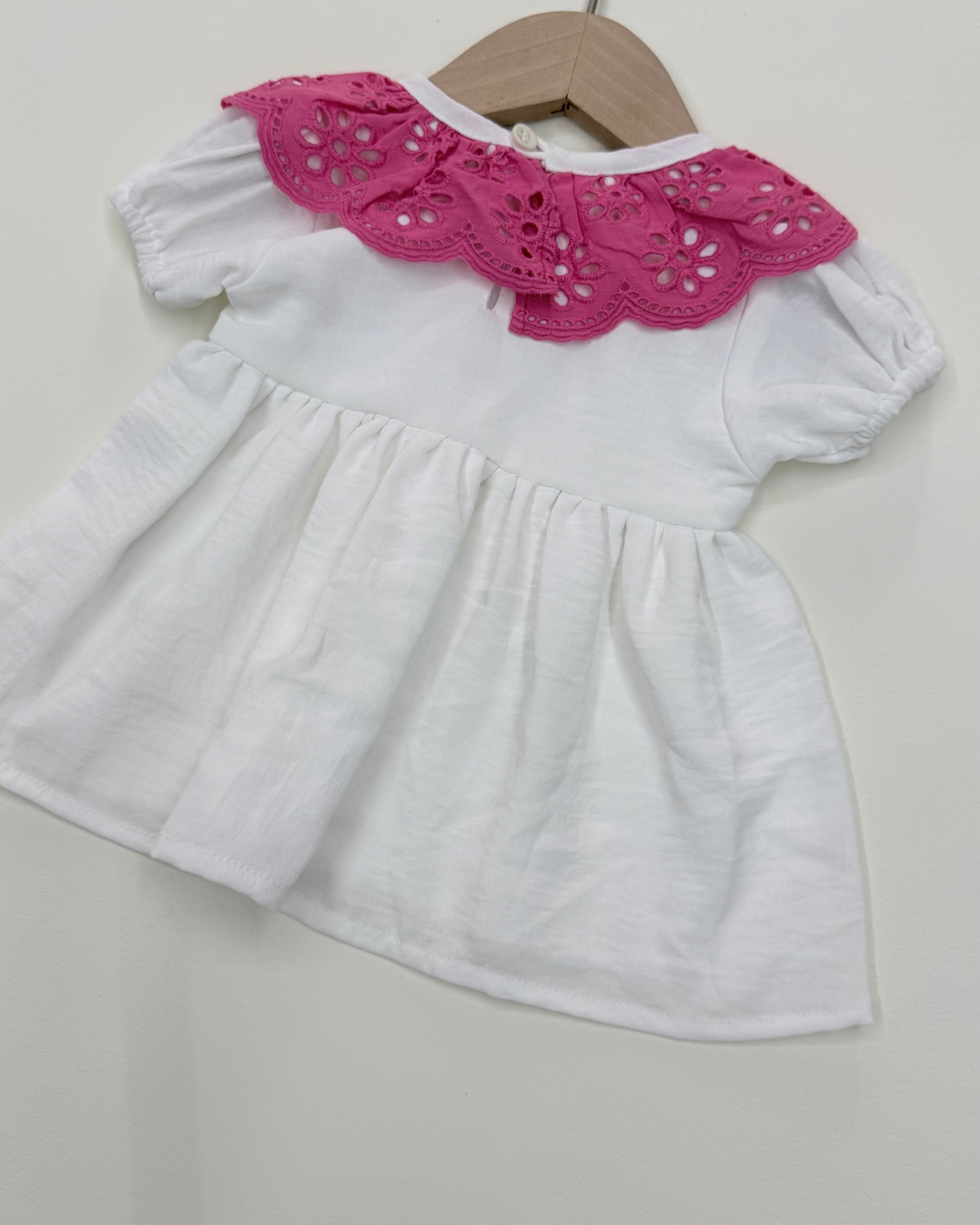 Pink Lace Collar Frock