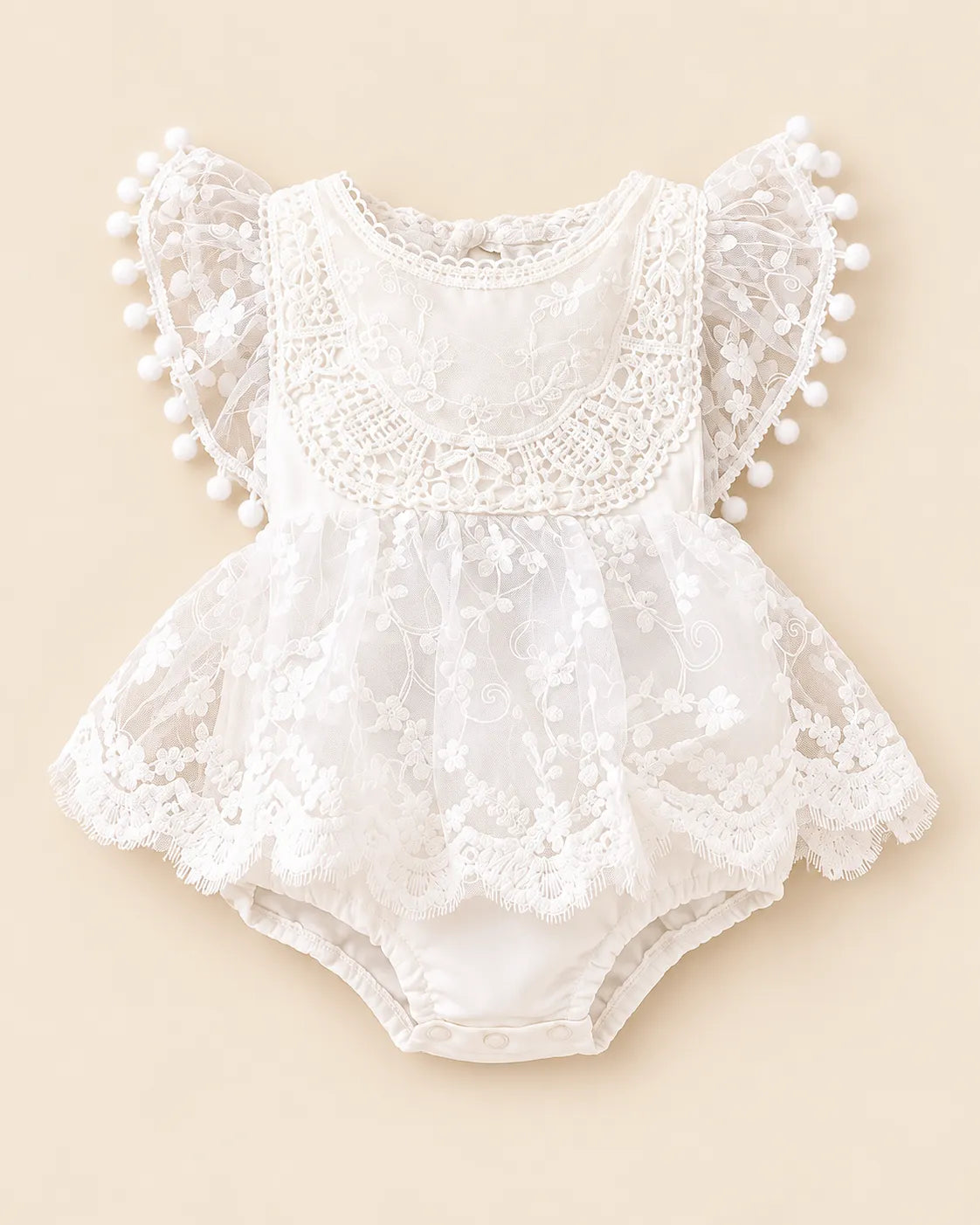 Baby Girl White Lace Romper Dress
