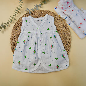 Sleeveless Frock with button - Bowkart