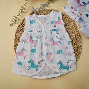 Sleeveless Frock with button - Bowkart