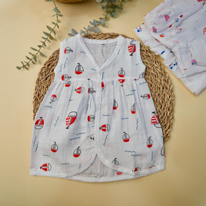 Sleeveless Frock with button - Bowkart