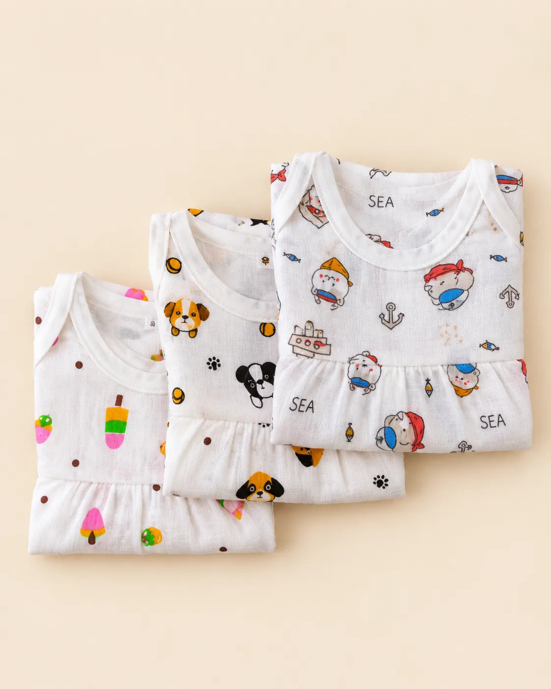 Cotton Muslin Printed Tie Strap Frock