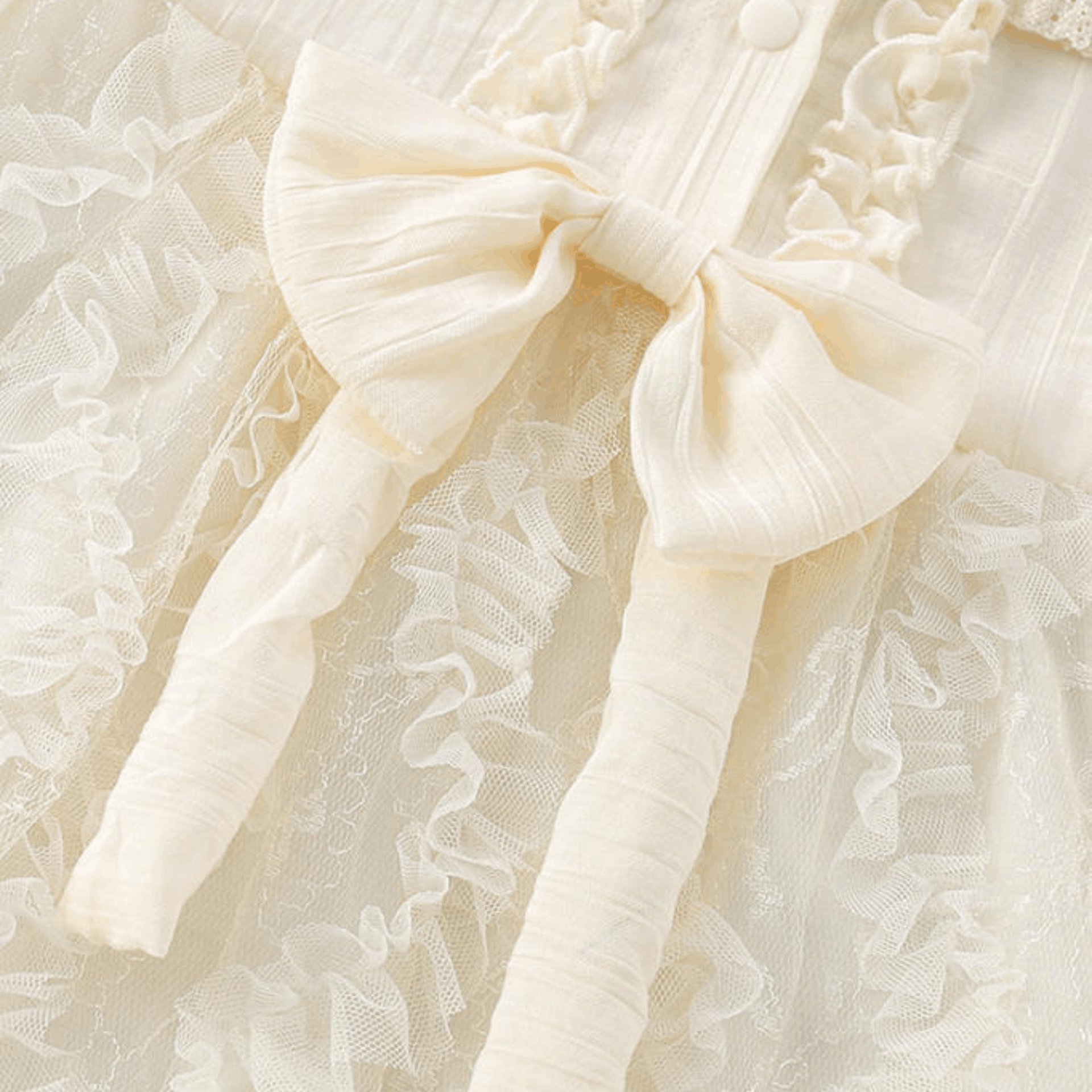 Elegant Ivory Bow Tulle Dress for Baby Girls