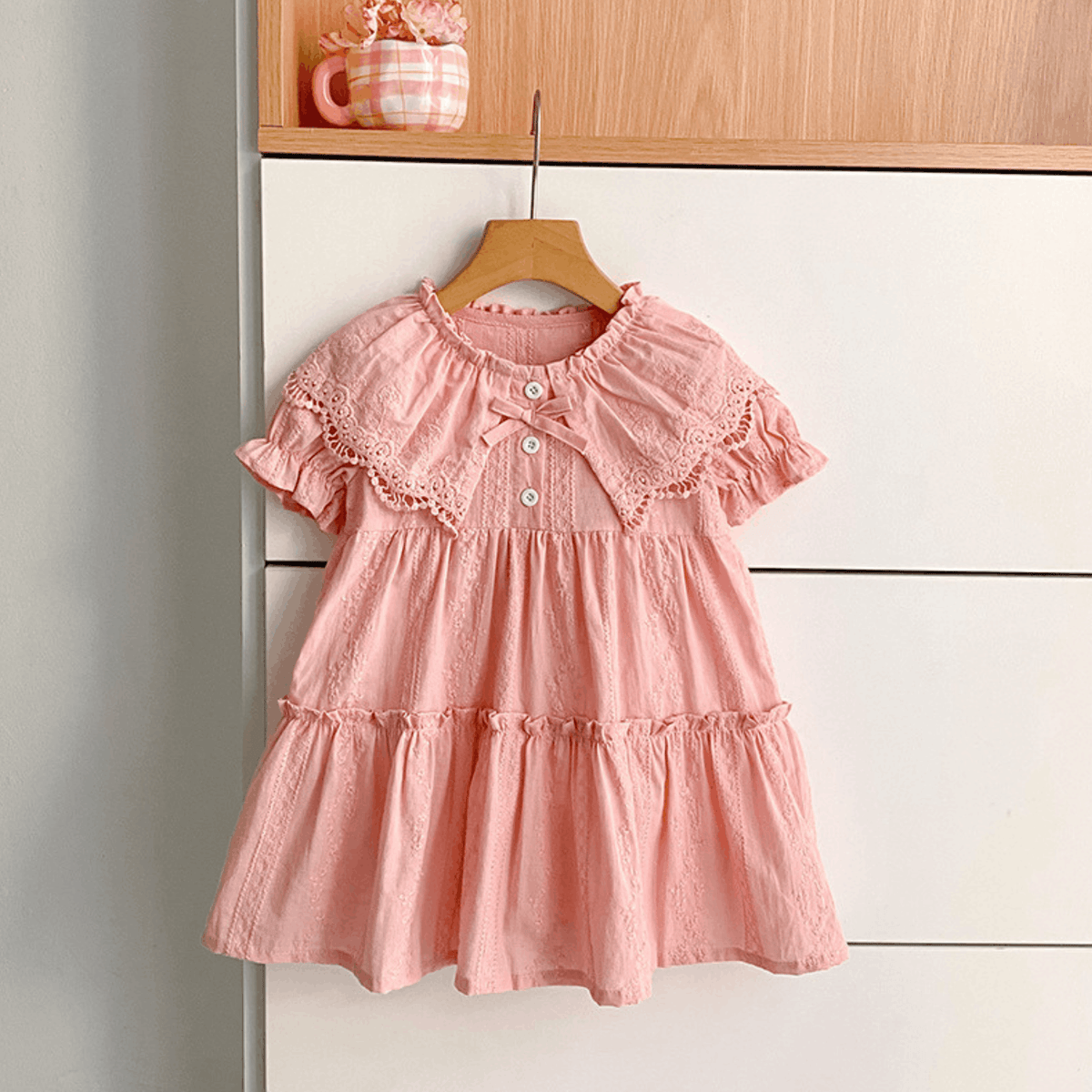 Vintage Blush Pink Baby Girl Romper & Dress Set