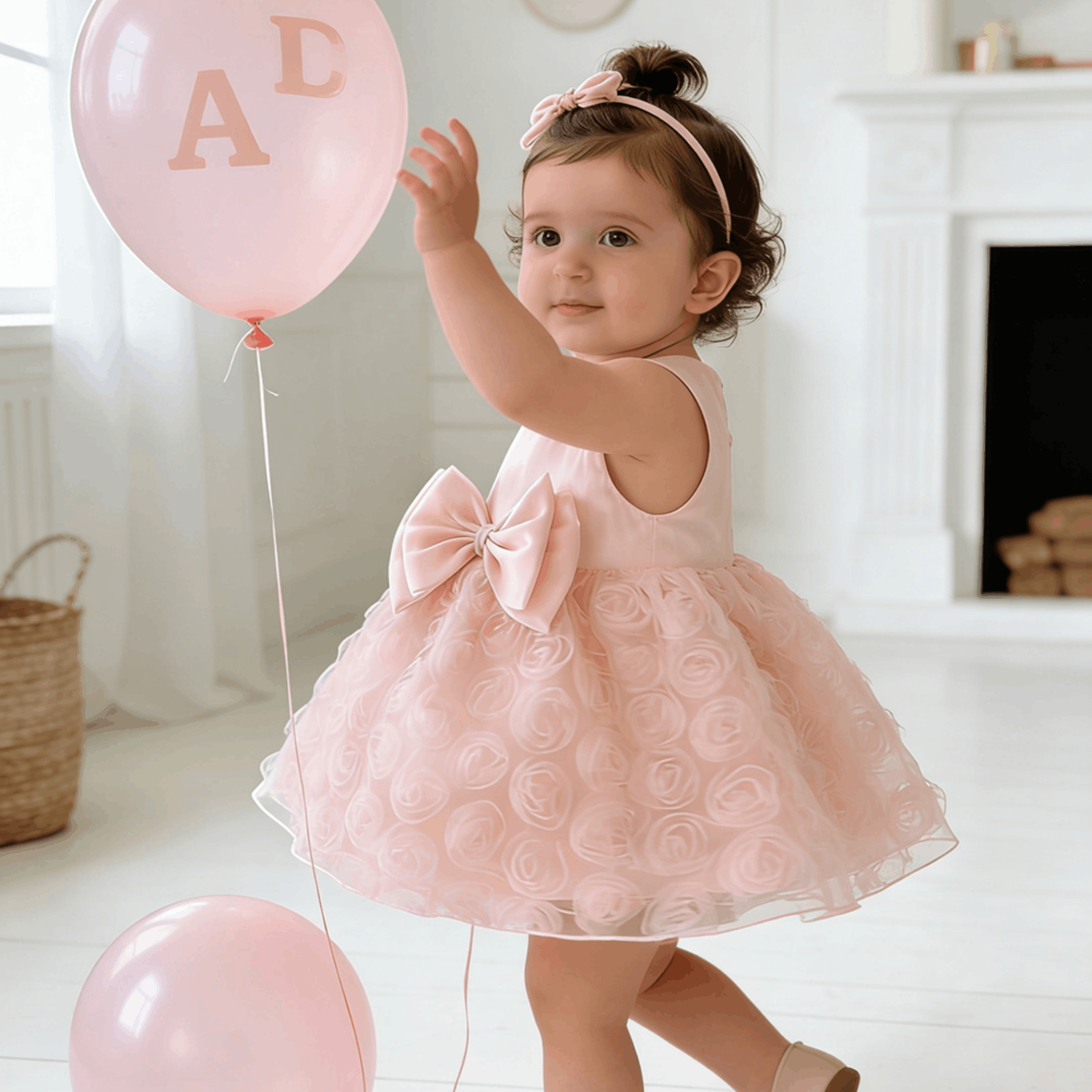 Blush Bloom Bow Baby Party Dress