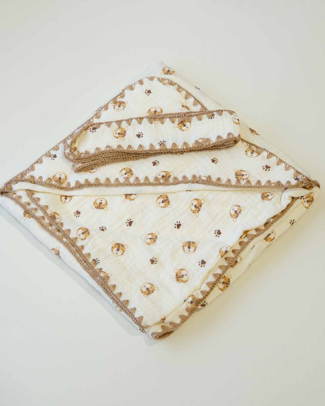 Crepe Hooded Baby Blanket – 90 × 90 cm