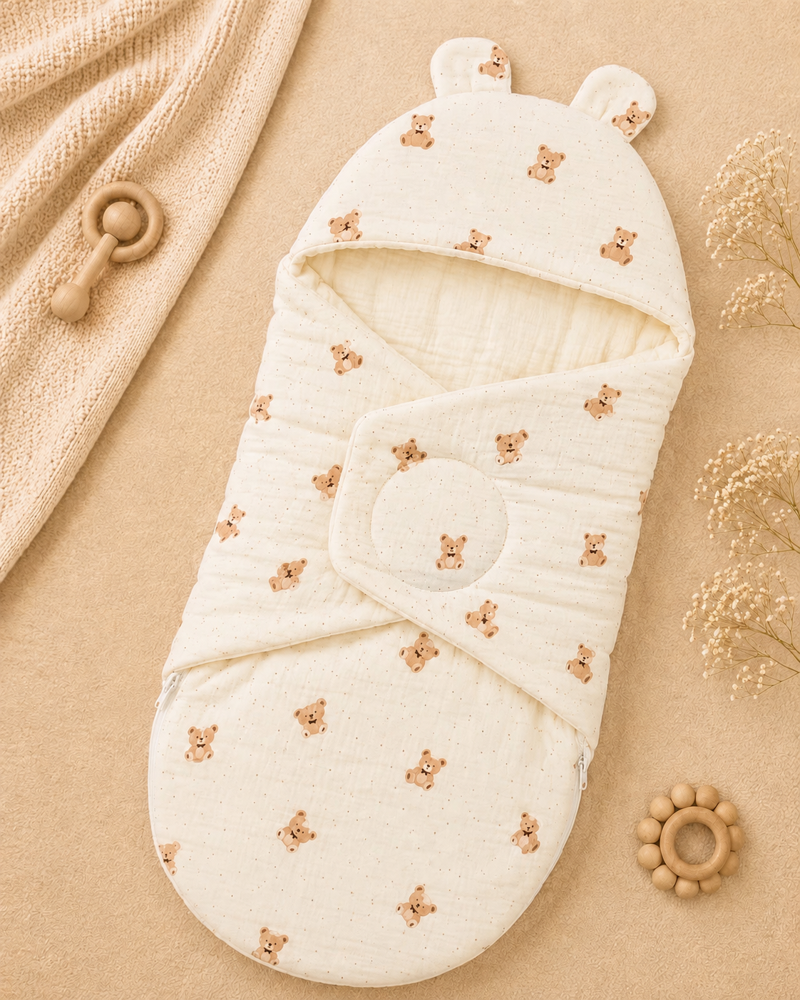 Hooded Newborn Swaddle Sleeping Bag