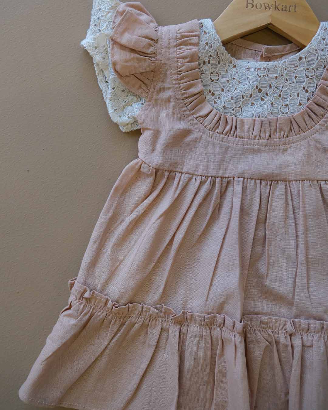 Peach Lace Sleeve Frock