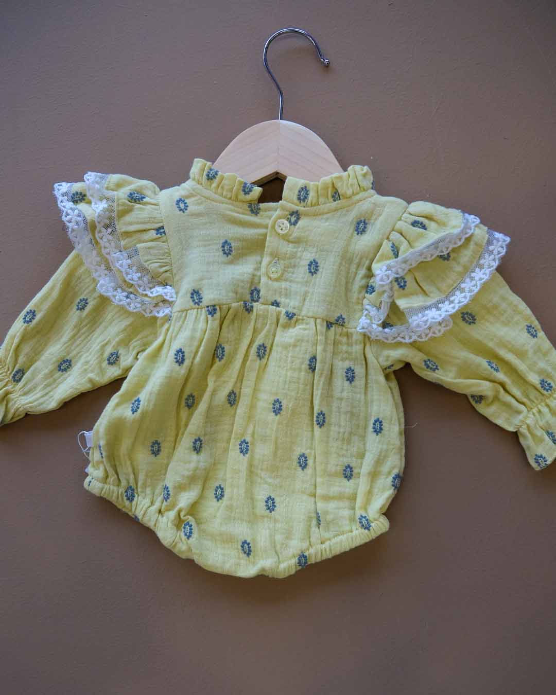 Yellow Floral Lace Romper