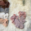Elsa Bow Socks 6 - 12 Months - Dusty Pink