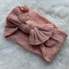 Cable Knitted Nylon Baby Headband - Light Pink