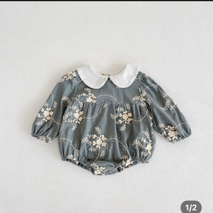 Vintage Embroidered Baby Girl Romper