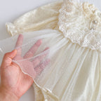 Ivory Lace Tulle Party Romper Dress for Baby Girls