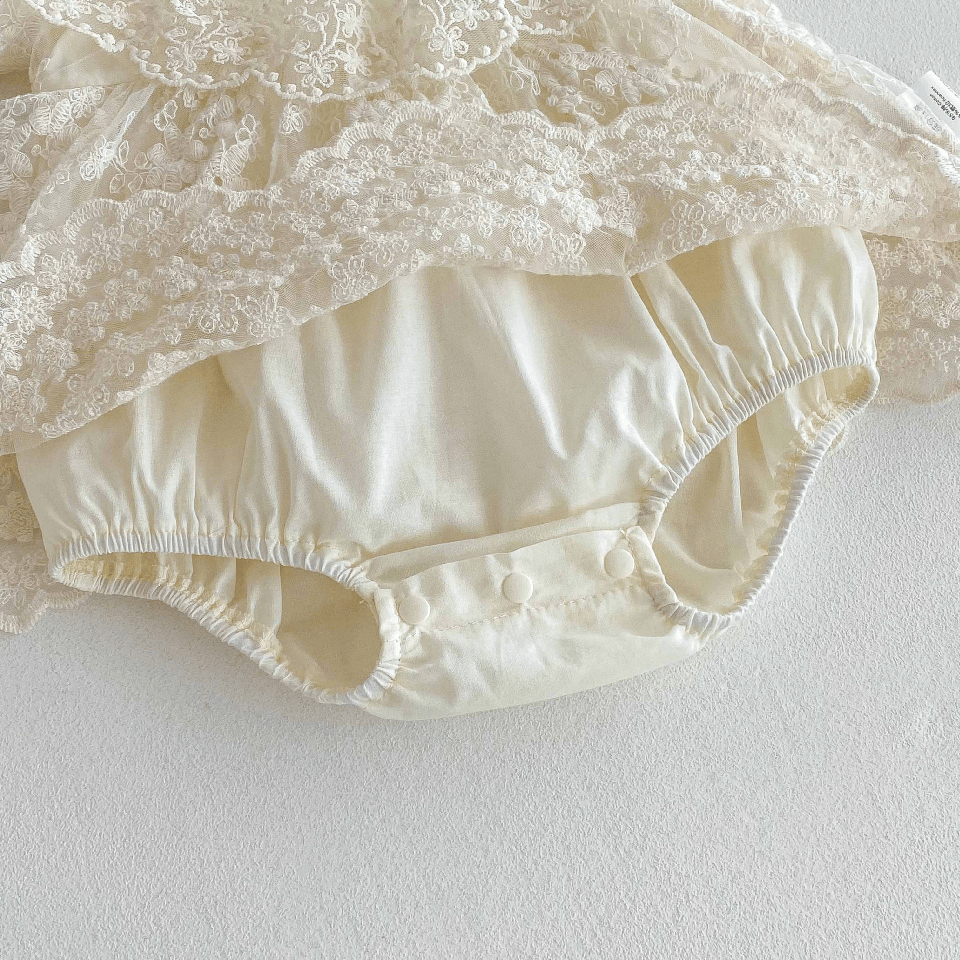 Baby Girl Ivory Floral Lace Flutter Sleeve Romper