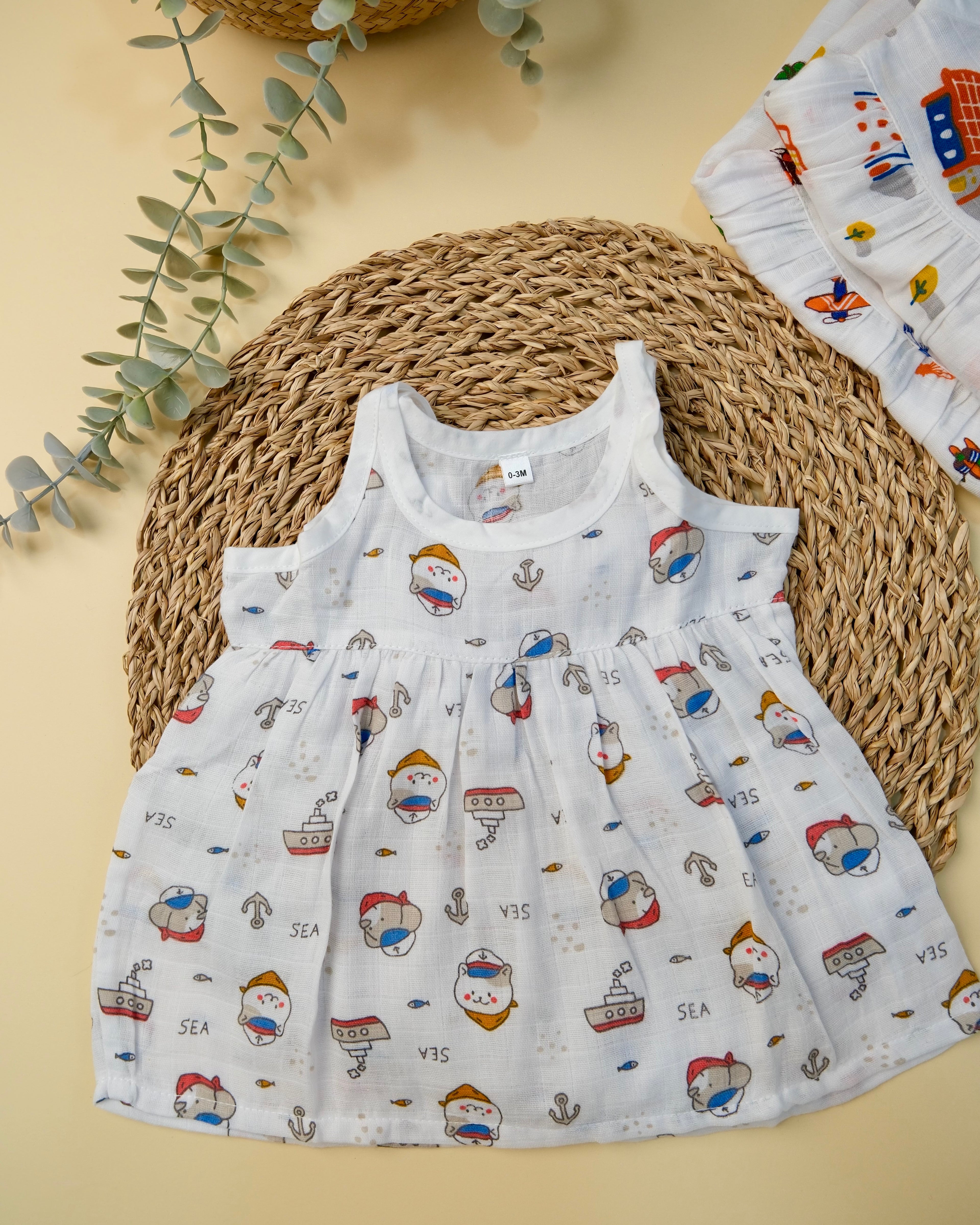 Sleeveless Frock with Knot Assorted 1 Pcs