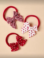 3 Pcs Red Heart Bowknot Headband
