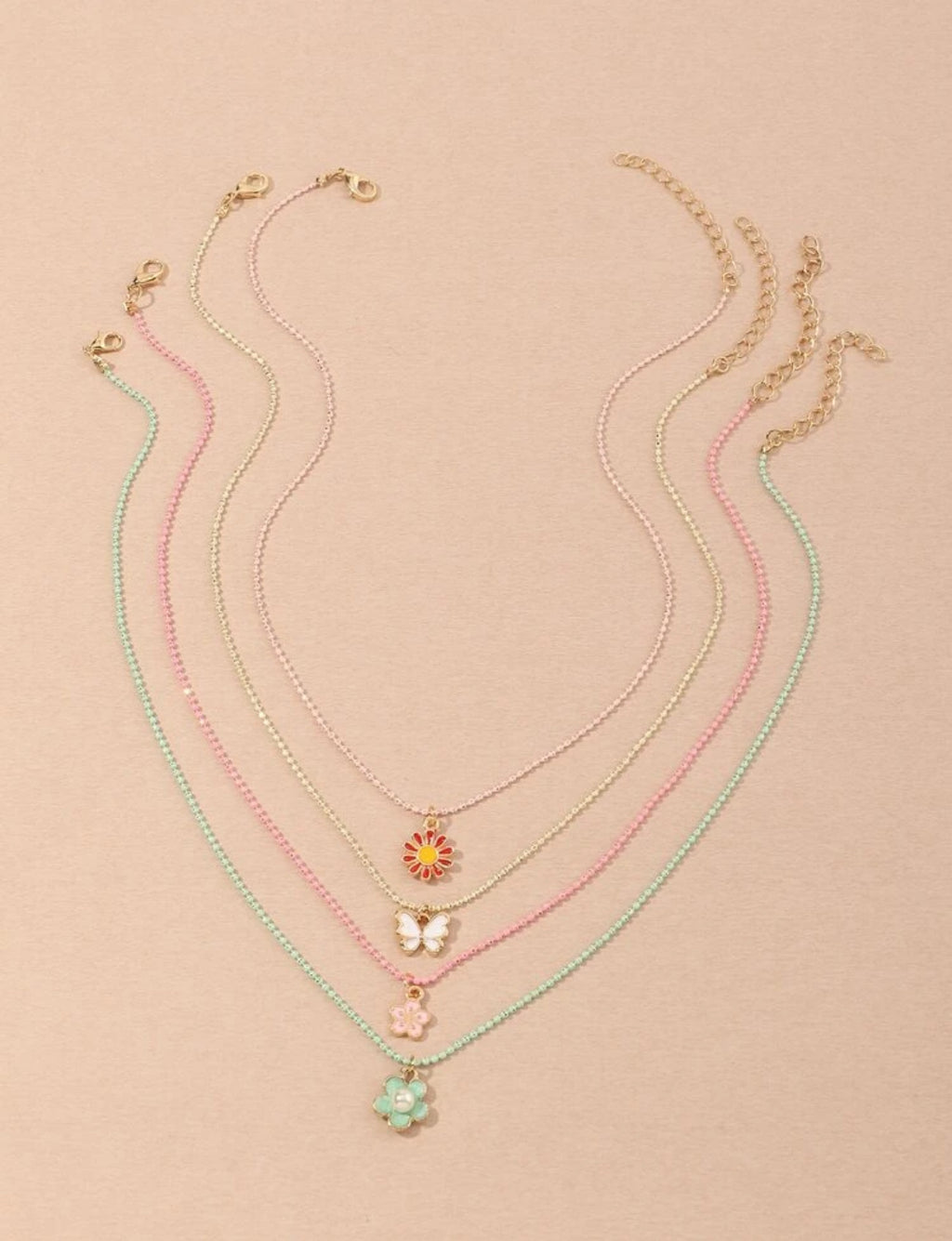 4pcs butterfly necklace set