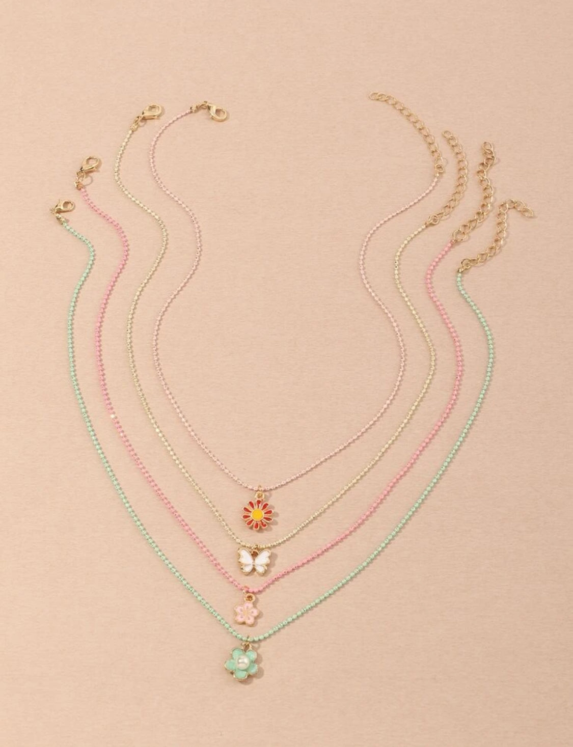 4pcs butterfly necklace set