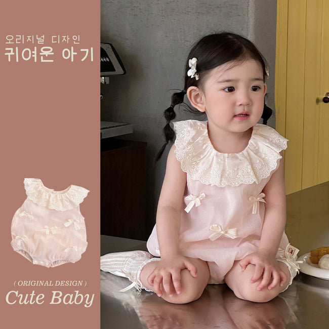Baby Girl Lace Collar Party Romper Main Image