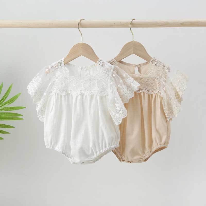 Lace Flutter Sleeve Baby Romper